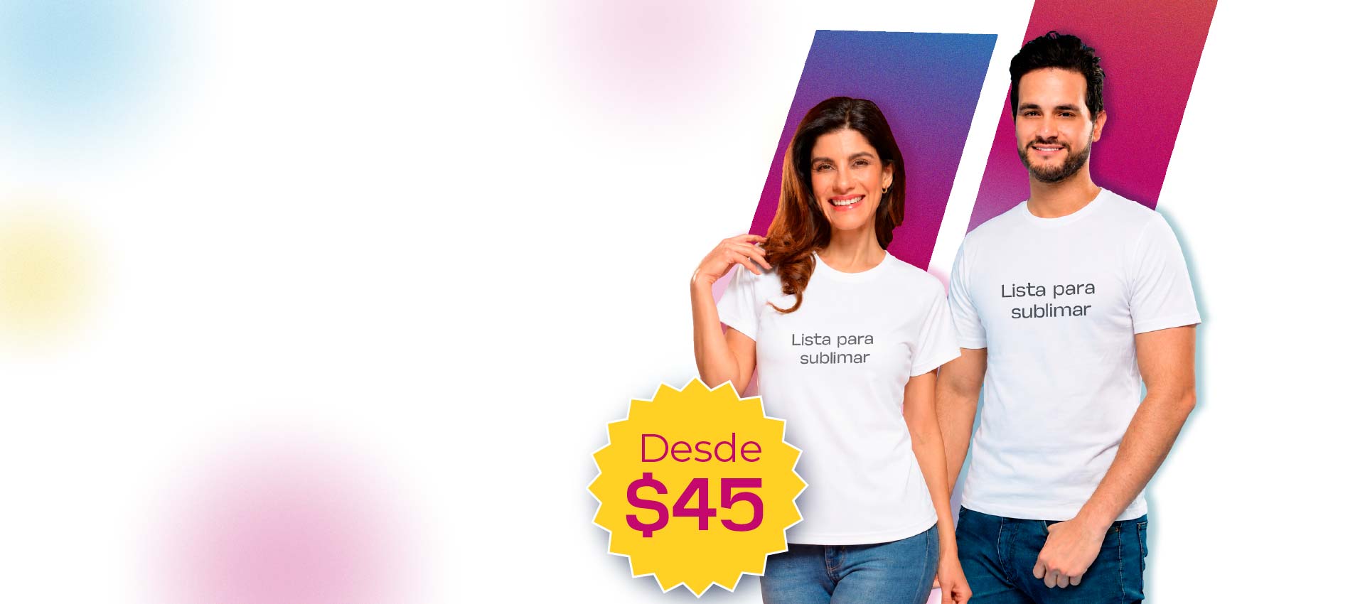 Modelos con playeras blancas listas para sublimar, tag Desde $45